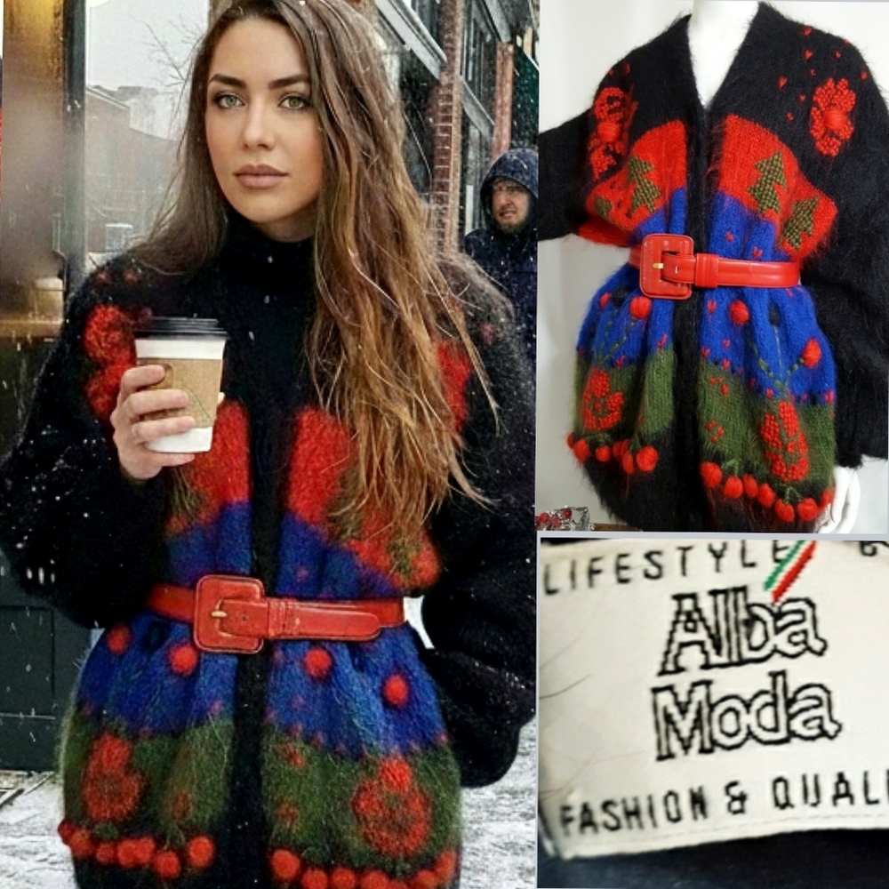 90's-Y2K🔥 Knit Sweater Winter Jacket🎄Alba Moda❤Oversized